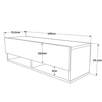 Meuble TV mural Roscoe pakoworld en couleur chêne 100x31,5x29,5cm 4