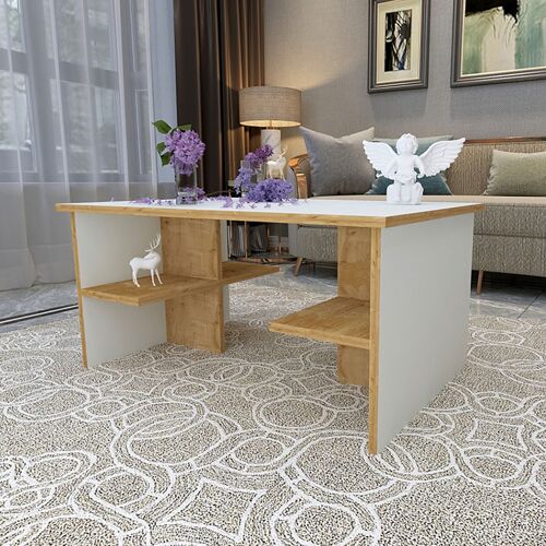 Davin pakoworld coffee table white-natural 90x60x43cm
