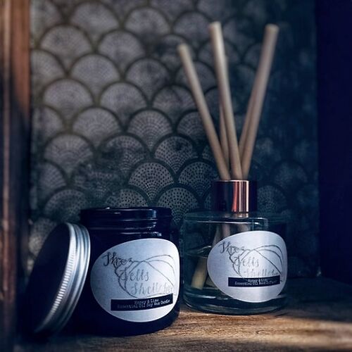 Essential Oil Reed Diffuser and Honey & Lime Soy Candle Set
