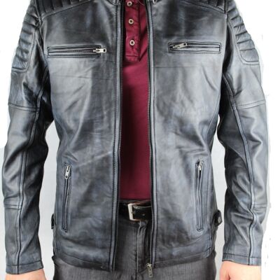 Urban 5884 Ralph Biker Gents Leather Jacket Lamb Skin Denim