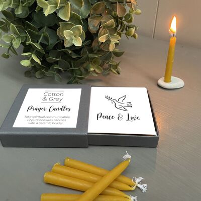 Prayer Candles With Ceramic Holder