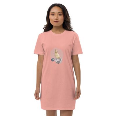 Kitten in Space Organic Cotton Night Dress - Canyon Pink - S