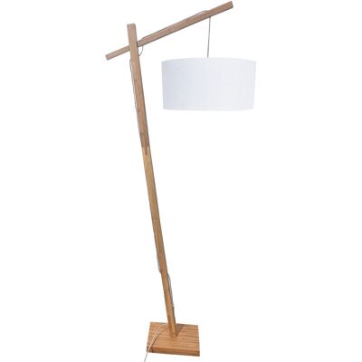 Lampadaire 26423BL Blanc - abat jour Tissu pieds Bois