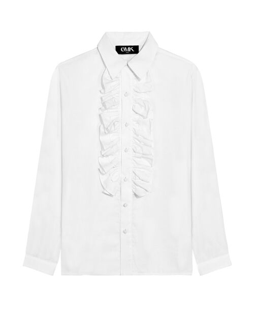 JABOT COLLAR WHITE SHIRT - White