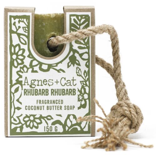 150g Soap On A Rope - RHUBARB