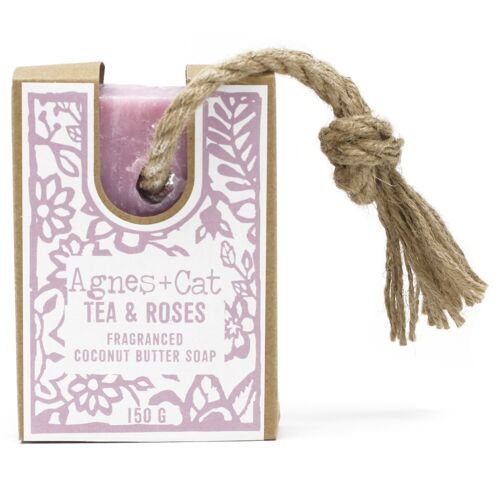 150g Soap On A Rope - Tea and Roses