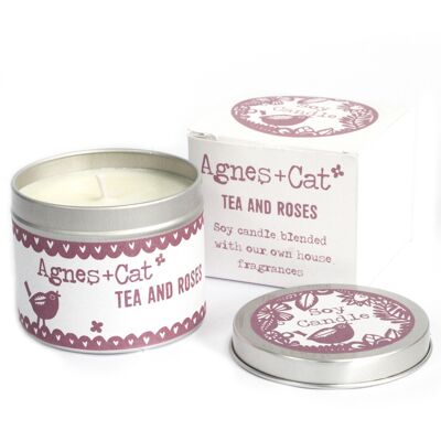 200ml Soy Wax Tin Candle - Tea and Roses - 6 pack
