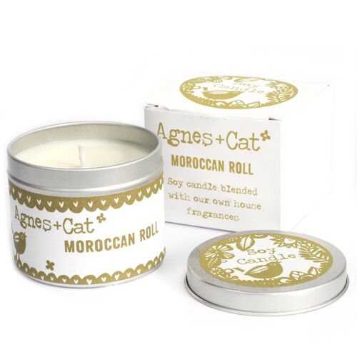 200ml Soy Wax Tin Candle - Moroccan Roll - 6 pack