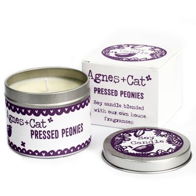 200ml Soy Wax Tin Candle - Pressed Peonies - 6 pack