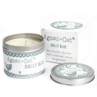 Candela in latta di cera di soia da 200 ml - Dolly Blue - confezione da 6