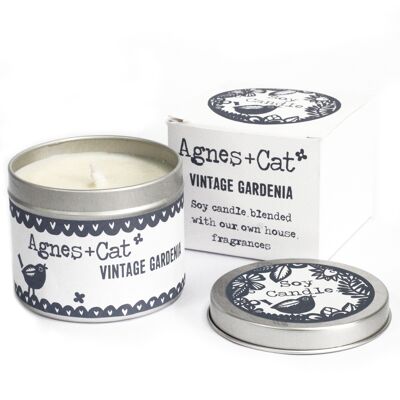 Candela in latta di cera di soia da 200 ml - Gardenia vintage - confezione da 6