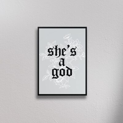 She's a God Print - Green - A4