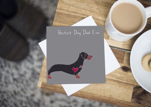 Dachshund Dog Dad Birthday Card - Black and Tan