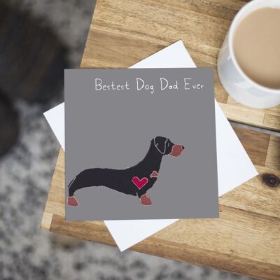 Dachshund Dog Dad Birthday Card - Black and Tan