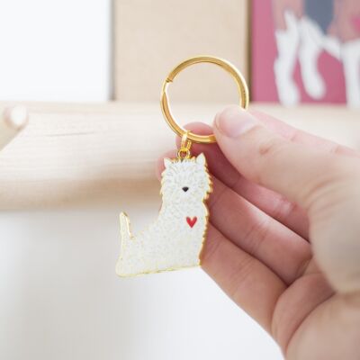 West Highland White Terrier Enamel Key Ring - Pet Loss Poem - No longer by your side but forever in your heart tag