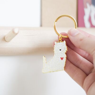 West Highland White Terrier Enamel Key Ring - Pet Loss Poem - No longer by your side but forever in your heart tag