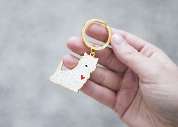 Porte-clés en émail West Highland White Terrier - poème de perte d'animal de compagnie - plus à vos côtés mais pour toujours dans votre étiquette de coeur 8