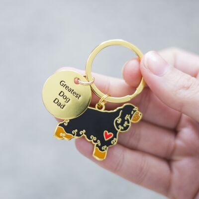 English Show Cocker Spaniel Enamel Key Ring - Black and Tan - Dog Dad - Dog Dad