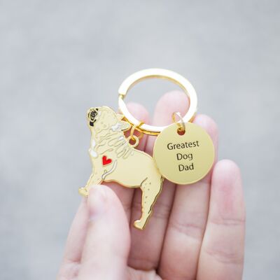 French Bulldog Enamel Key Ring - Fawn - Dog Dad - Dog Dad Tag