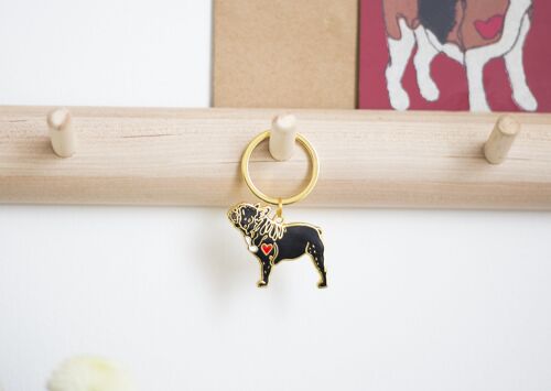 French Bulldog Enamel Key Ring - Black - Dog Dad - No Tag