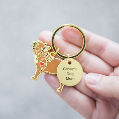 French Bulldog Enamel Key Ring - Tan - Dog Mum - Dog Mum Tag
