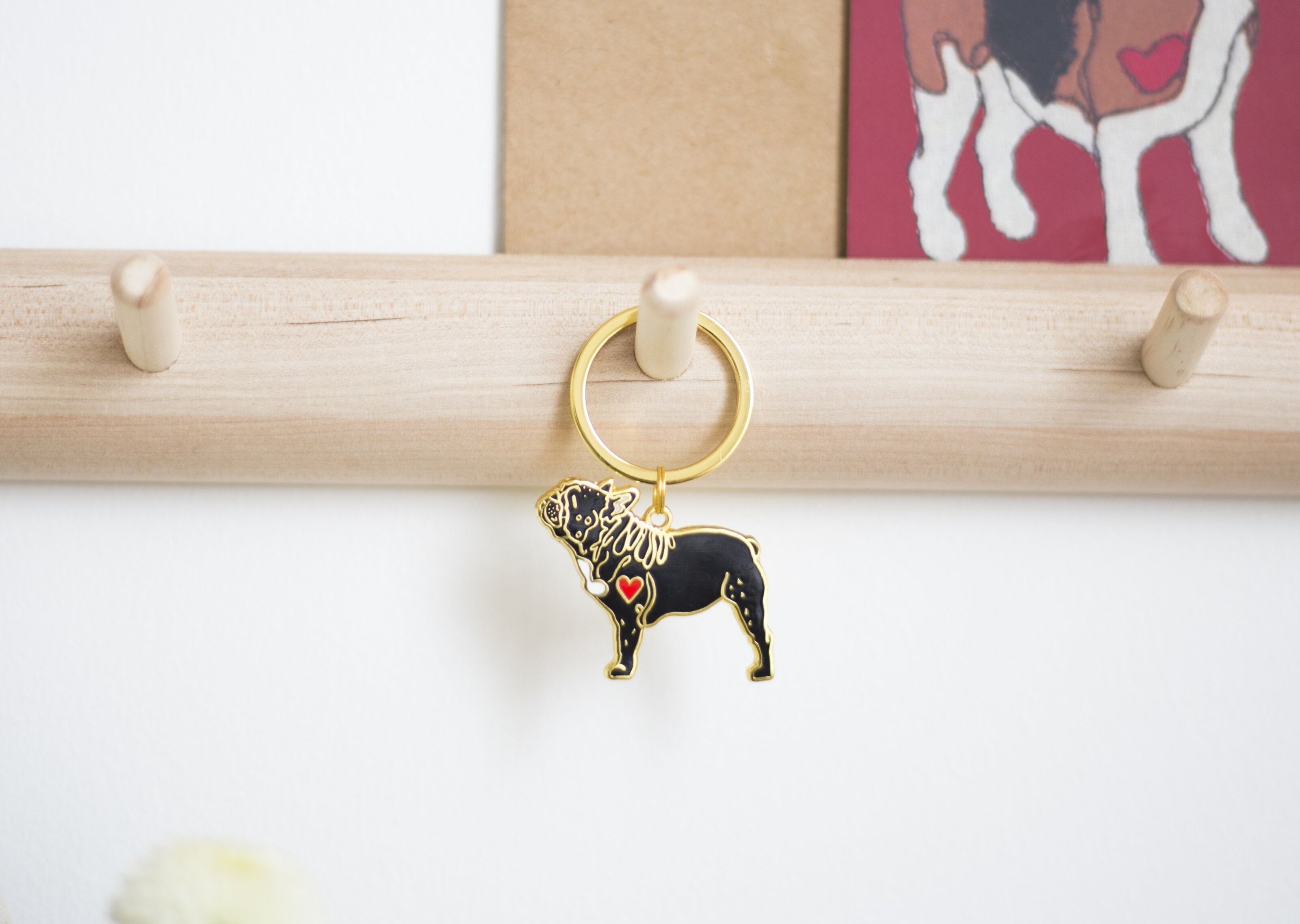 LV orange French bulldog keychain, Hobbies & Toys, Stationery