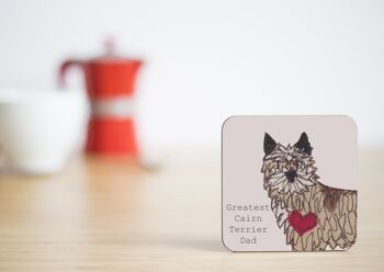 Cairn Terrier Greatest Dog Parent Coaster - Papa - Avec Dossier Cadeau 1