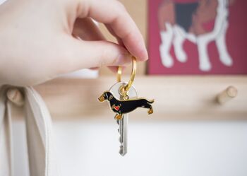 Porte-clés émail teckel - Noir et rouge - Coeur uni - Dog Mom Tag 4