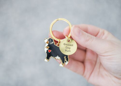 Bernese Mountain Dog Enamel Key Ring - Plain Heart - Dog Mum Tag