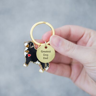Bernese Mountain Dog Enamel Key Ring - Plain Heart - Dog Dad Tag