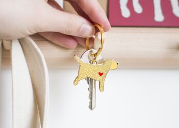 Porte-clés émail Cockapoo - Jaune abricot - Coeur uni - Maman chien 1