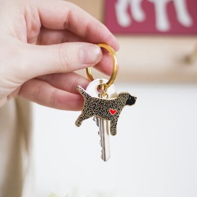 Cockapoo Enamel Key Ring - Black - Plain Heart - No Tag