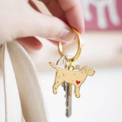 Labrador Enamel Key Ring - Golden Yellow - Plain Heart - No Tag