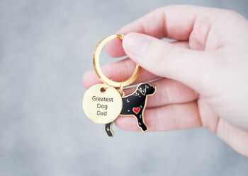 Porte-clés en émail du Labrador - Marron chocolat - Coeur uni - Dog Mom Tag 3
