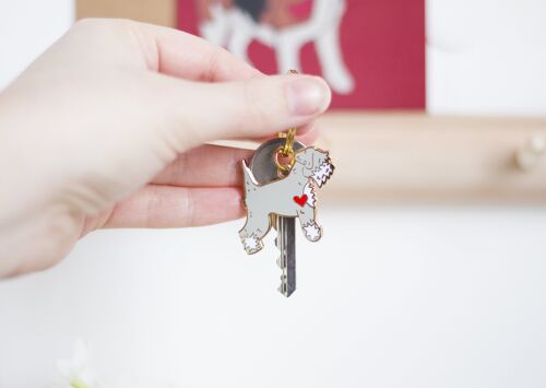 Schnauzer Enamel Key Ring - Grey and White - Dog Dad - Dog Dad Tag