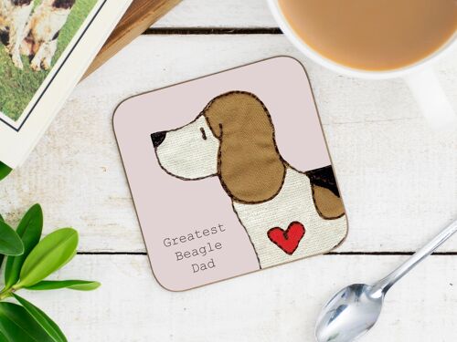Beagle Greatest Dog Parent Coaster - Dad - Without Gift Folder - Tri