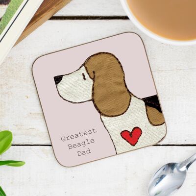 Beagle Greatest Dog Parent Coaster - Dad - Without Gift Folder - Tri