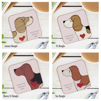 Beagle Greatest Dog Parent Coaster - Papa - Sans Dossier Cadeau - Citron et Blanc 1