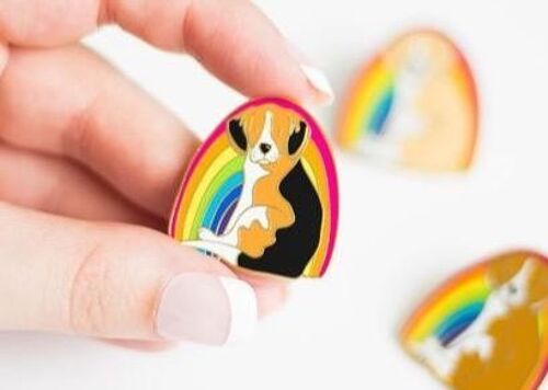 Beagle Rainbow - Enamel Fridge Magnet - Tri Colour Beagle