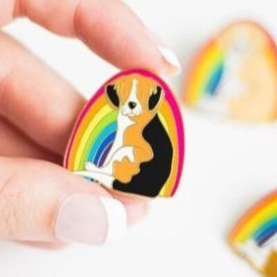 Beagle Rainbow - Enamel Fridge Magnet - Tri Colour Beagle