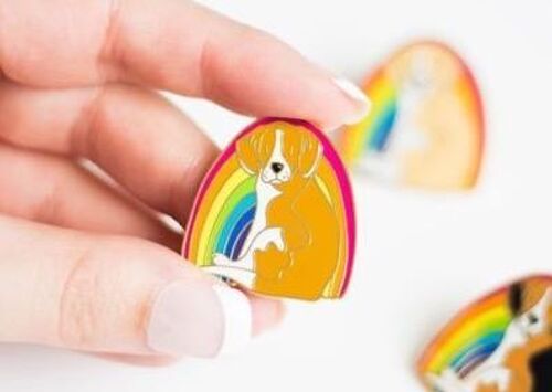 Beagle Rainbow - Enamel Fridge Magnet - Tan and White Beagle