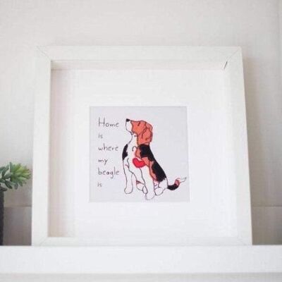 Beagle Art Print - Home is where my beagle is/are - Home is where my beagles are - Unframed