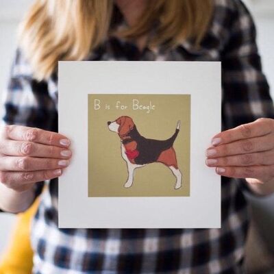 Beagle Art Print - Standing "B is for Beagle" - Sage Green - B is for Beagle - Framed