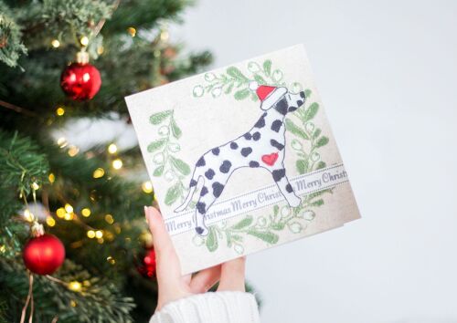 Dalmatian Dog Christmas Cards - Pack of 5  - Mistletoe Wreath Design