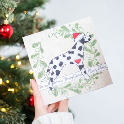 Dalmatian Dog Christmas Cards - Pack of 5  - Mistletoe Wreath Design