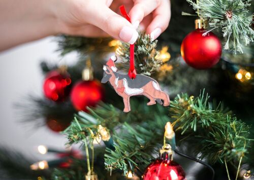 German Shepherd - Wooden Dog Christmas Decoration