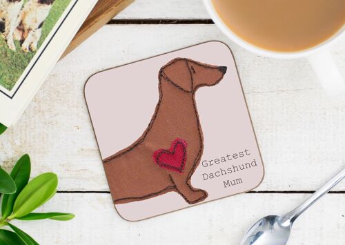 Dachshund Greatest Dog Parent Coaster - Mum - Without Gift Folder - Red