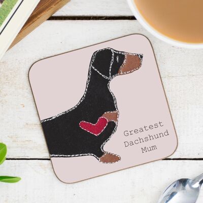 Dachshund Greatest Dog Parent Coaster - Mum - Without Gift Folder - Black and Tan