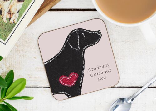 Labrador Greatest Dog Parent Coaster - Mum - Without Gift Folder - Black