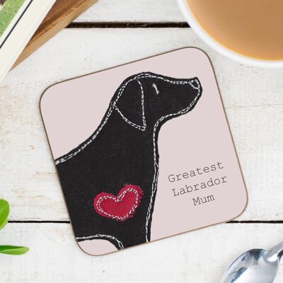 Labrador Greatest Dog Parent Coaster - Mum - Without Gift Folder - Black